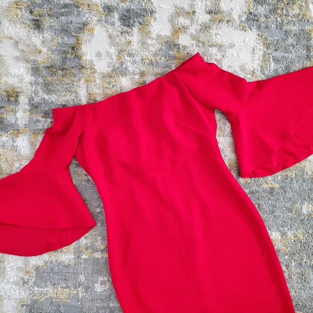 Chelsea 28 Off the Shoulder Red Dress - Picture 5 of 11